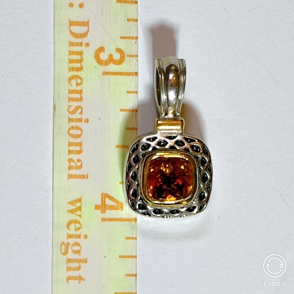 NEW Orange Stone "Citrine" Pendant - 1 INCH DROP Designer Look - Picture 3 of 6